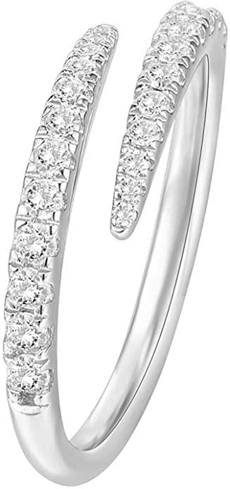 PAVOI 14K Gold Plated Cubic Zirconia Open Twist Eternity Band For Women