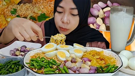 Mie Bawang Pangsit Extra Cabe Toping Telur Asmr Mukbang YouTube