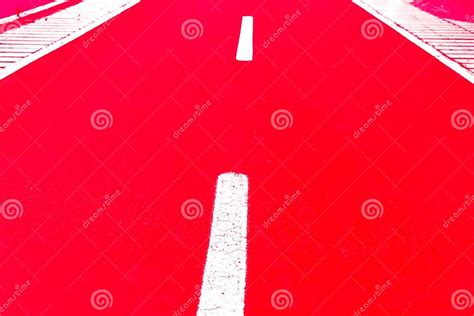 Lane Separation Lines On Red Road Surface Stock Image Image Of Path