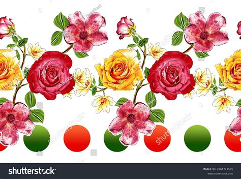 Seamless Watercolor Flower Border Design Stock Illustration 2264711575 ...