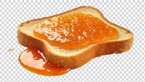 Una Rebanada De Pan Con Mermelada De Naranja Aislada Sobre Un Fondo