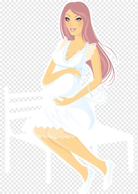 Pregnancy Illustration Pregnant Woman Sitting Business Woman Hand