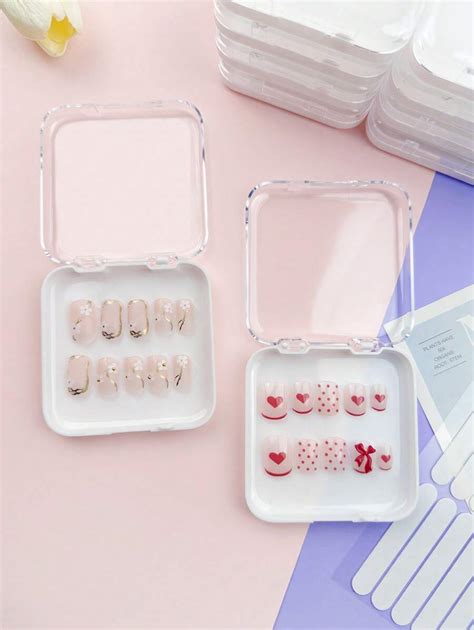 Pcs Press On Nail Storage Box Acrylic Nail Stand Plastic Fake Nail