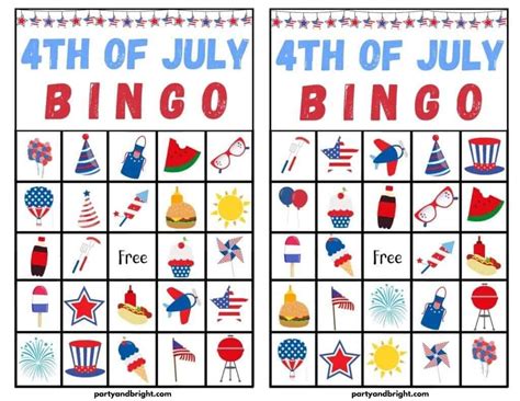 4th Of July Bingo Cards Printable And Other Patriotic Games For Kids