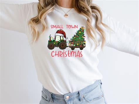 Small Town Christmas PNG Vintage Tractor Sublimation Design Etsy