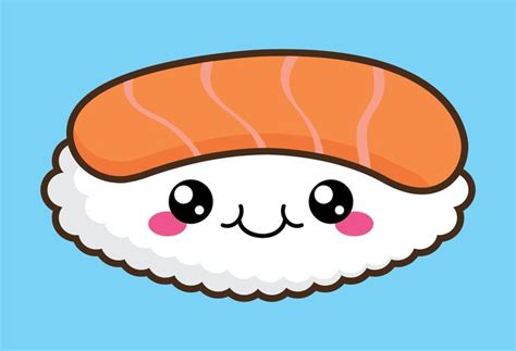 a cute sushi with pink cheeks and eyes