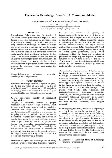 Pdf Persuasion Knowledge Transfer A Conceptual Model