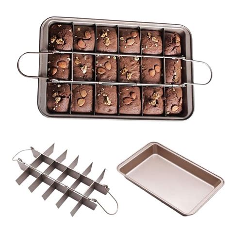 Brownie Pan With Dividers Nonstick Brownie Pans Cuttersmake 18 Pre Cut