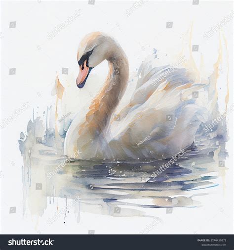 Watercolor Illustration White Swan Stock Illustration 2246420371 ...