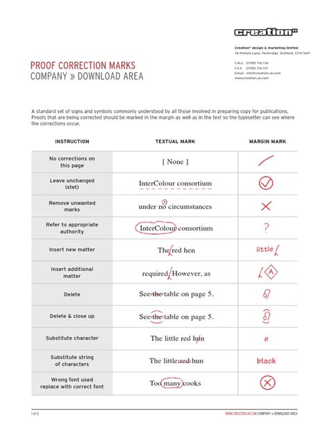 Proof Correction Marks Company Download Area Pdf Quotation Mark