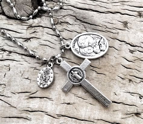 Catholic Saint Pendant Necklace Religious Gifts For Him Her Etsy