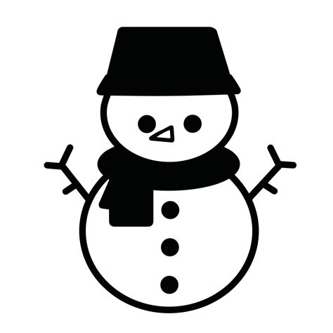 Snowman Black And White Vector Illustration 4580129 Vector Art At Vecteezy