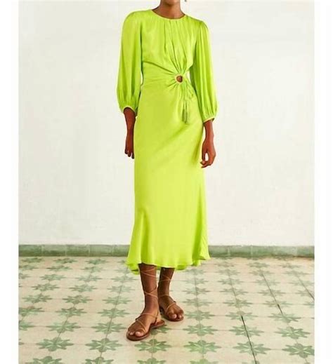 Buy Farm Rio Piping Midi Dress In Lime - Green At 36% Off | Editorialist