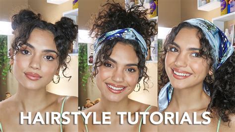 HAIRSTYLES FOR SHORT CURLY HAIR Quick And Easy Tutorials YouTube