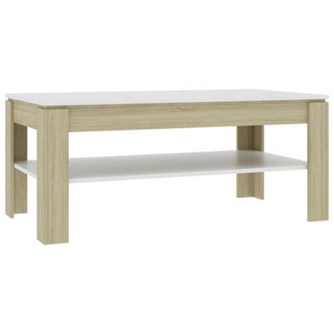 Vidaxl Coffee Table White And Sonoma Oak X X Engineered