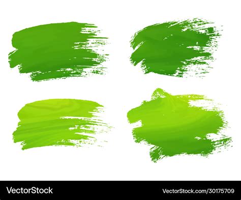 Abstract Watercolor Green Brush Strokes Isolated Vector Image