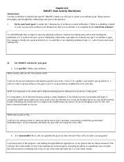 SMART goal worksheet.docx - Health 110 SMART Goal Activity Worksheet ...