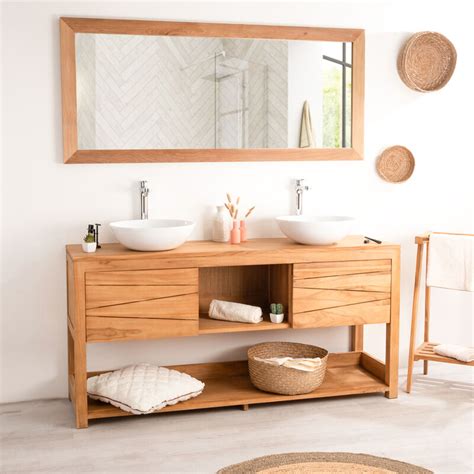 Meuble Double Vasque De Salle De Bain En Teck Cosy 160cm 590