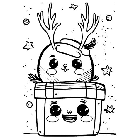 Leuke Cartoon Kawaii Kerstcadeautjes Kleurplaat Creative Fabrica