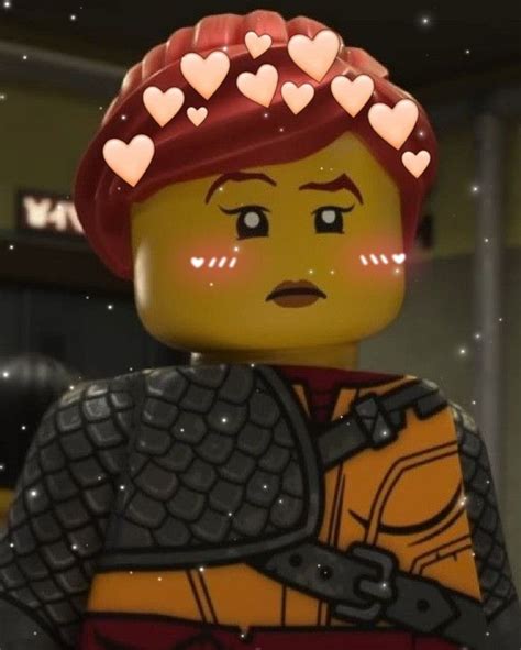 The Lego Movie Character Has Hearts On Her Head And Is Wearing A Helmet