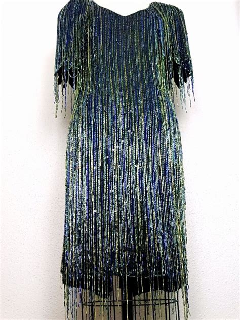 All Over Fringe Beaded Dress Heavily Embellished B Gem