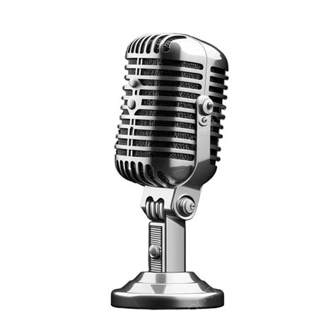 Retro Chrome Microphone With Stand Vector Musical Symbol Performance