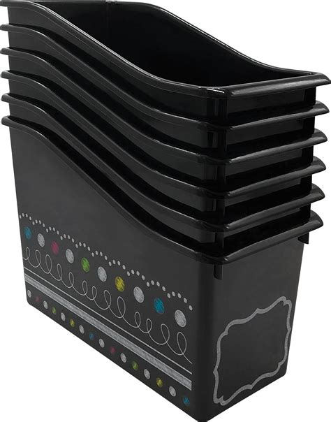 Chalkboard Brights Plastic Book Bins 6 Pack Tcr32266 Teacher