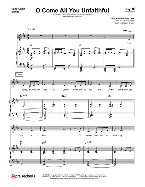 O Come All You Unfaithful Choral Satb Sheet Music Pdf Brooke Voland Arr Travis Cottrell