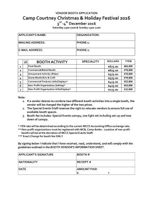 Fillable Online Vendor Booth Application Mccs Okinawa Fax Email Print