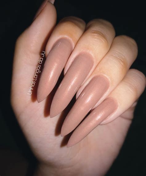 Ouro Nude Risqu Long Acrylic Nails Long Nails Sexy Nails Finger