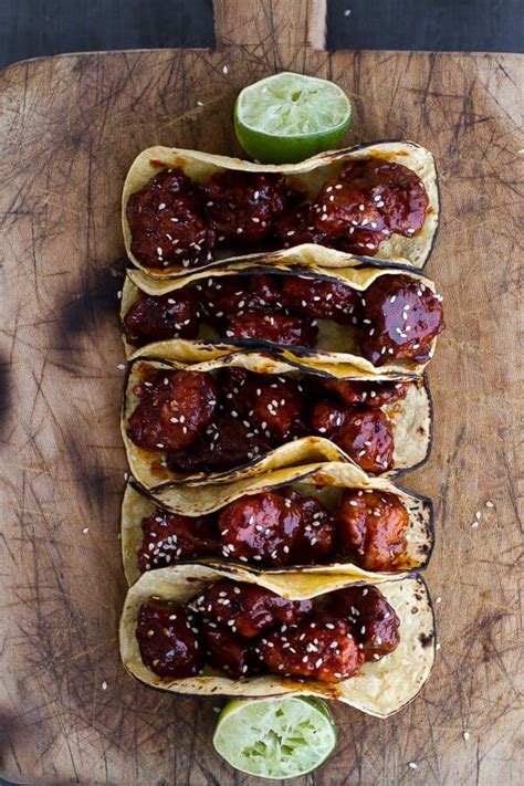 Korean Fried Chicken Tacos with Sweet Slaw, Crunchy Noodles + Queso ...