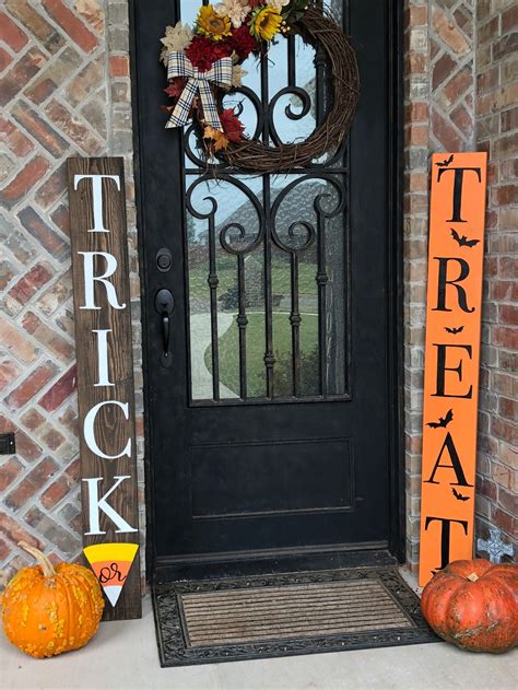 Halloween Porch Signs Trick or Treat Signs Outdoor Halloween | Etsy