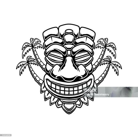 Illustration Of Tiki Tribal Wooden Mask Design Element For Emblem Sign Poster Card Banner Vector