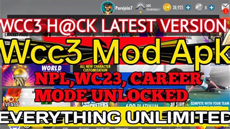 Wcc3 Mod Apk🔥wcc3 Hck Latest Version🤑nplcareer Modewc23 Etc Unlocked Everything Unlimited