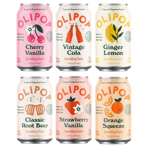OLIPOP - 6-Flavor Soda Variety Pack, Healthy Soda Sampler, Prebiotic