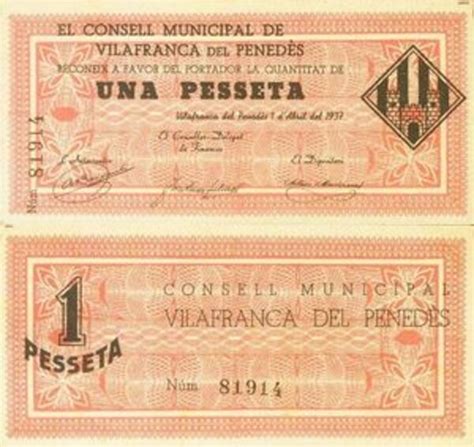 1 Peseta Vilafranca del Penedès Municipio de Vilafranca del Panadés