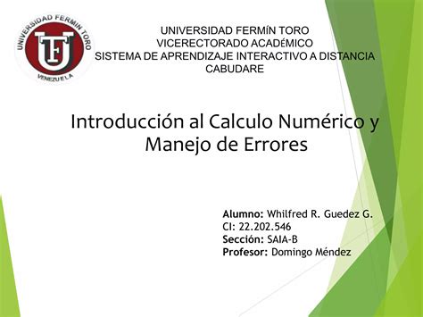 Analisis Numerico Y Manejo De Errores Ppt