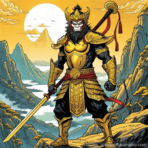 Black Myth Sun Wukong in Golden Armor | Stable Diffusion en línea