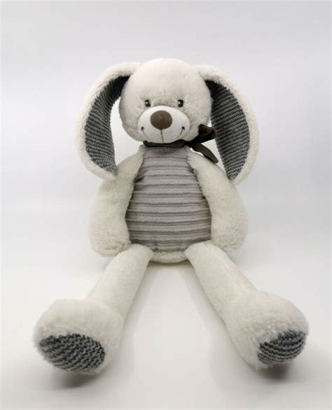 Tape L Oeil Peluche Doudou Lapin Beige Blanc Gris Charpe Cm