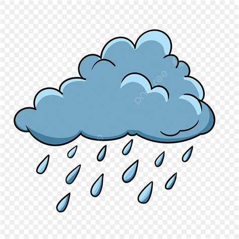 Blue Cute Raining Clouds PNG Clip Art