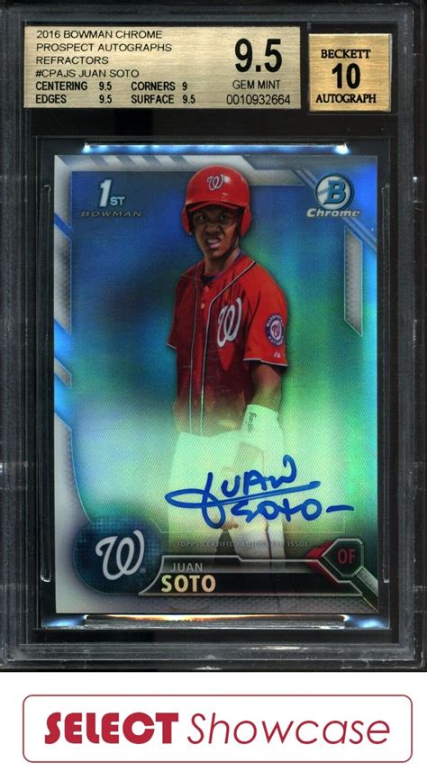 2016 BOWMAN CHROME PROSPECT REFRACTOR CPAJS JUAN SOTO RC 499 BGS 9 5