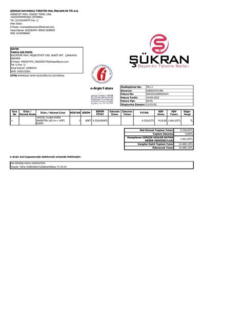 E Arşiv Fatura Pdf