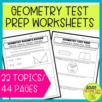 Geometry End Of Year Review Worksheets Eoc Test Prep Bundle Tpt