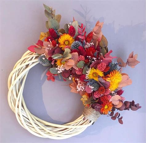 Autumn Dried Flower Wreath Etsy