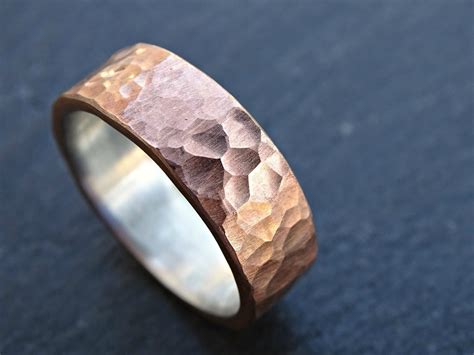 Bronze Wedding Ring Mens Wedding Band Cool Mens Ring Bronze