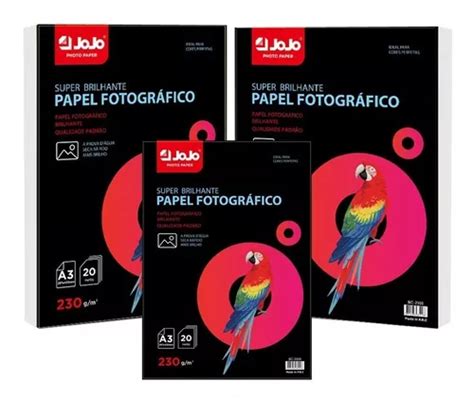 60 Folhas Papel Foto Glossy Brilho 230g A3 Brilho Premium