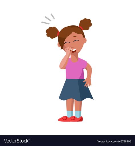 Cute little girl laughing cartoon Royalty Free Vector Image