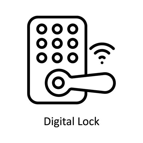 Digital Lock Vector Outline Icon Design Illustration Cyber Security Symbol On White Background