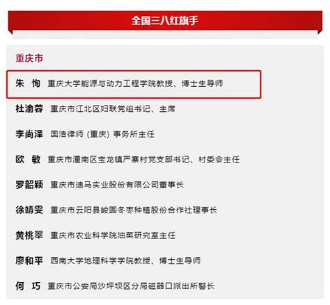 重庆大学能源与动力工程学院朱恂教授荣获2021年度“全国三八红旗手”称号 能源与动力工程学院