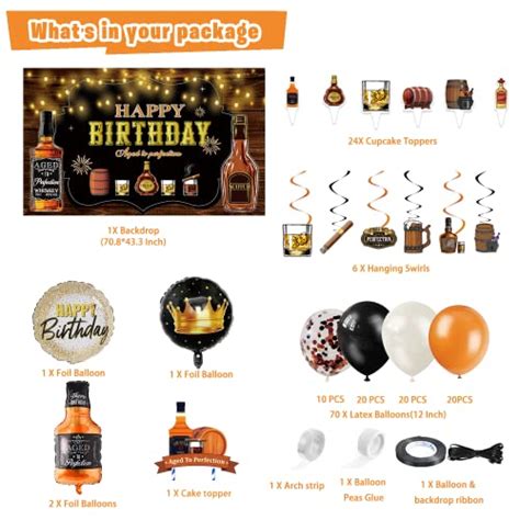 Whiskey Birthday Party Decorations For Men Pcs Aged To Perfection